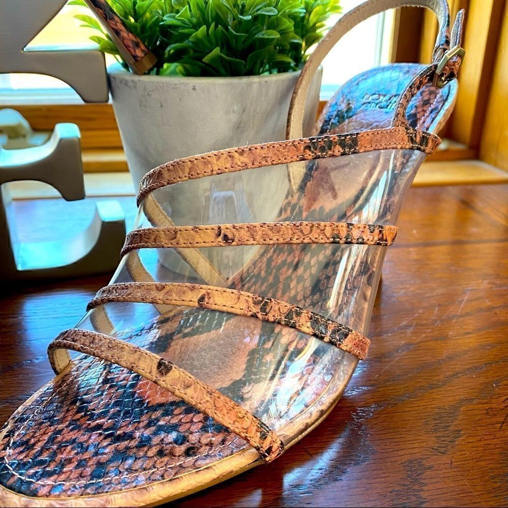 NEW LOUISE ET CIE SNAKE SKIN NABILA STRAPPY SLING BACKS 8M - Picture 9 of 16